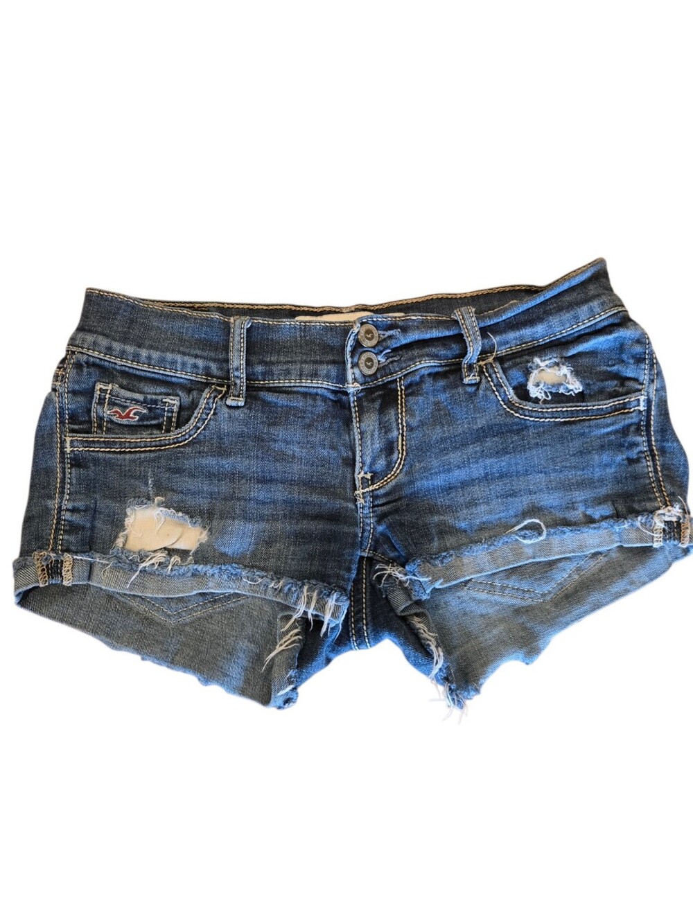 Hollister Y2K Distressed Low-Rise Denim Jean Shorts Size 0
